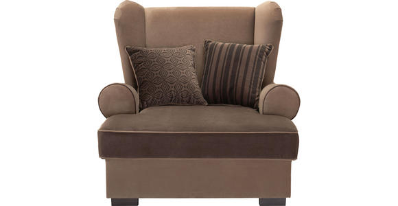 OHRENSESSEL in Textil Braun - Hellgrau/Braun, Trend, Kunststoff/Textil (108/113/142cm) - Hom`in