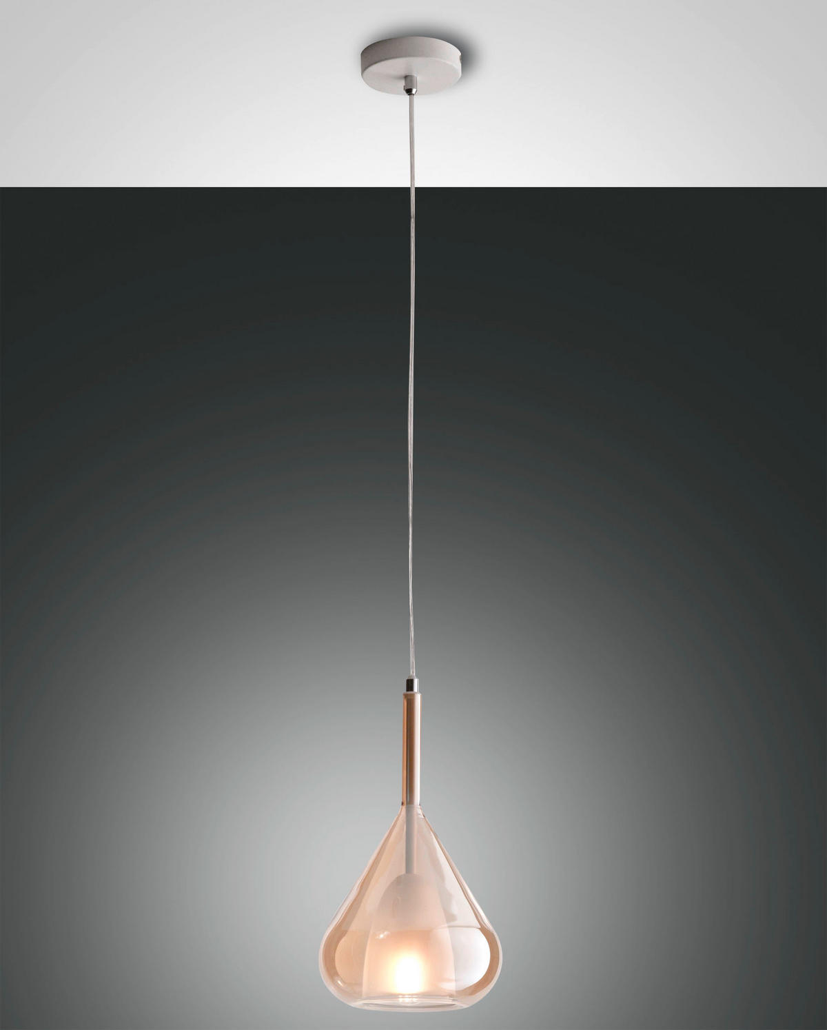 HÄNGELEUCHTE 20/200 cm  - Bernsteinfarben, Design, Glas/Metall (20/200cm) - Fabas Luce