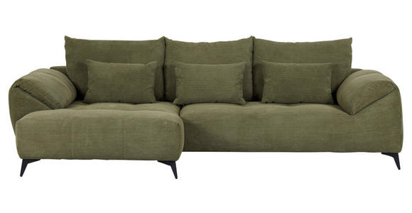 ECKSOFA in Cord Dunkelgrün 176/311 cm - Dunkelgrün/Schwarz, KONVENTIONELL, Textil/Metall (176/311cm) - Carryhome