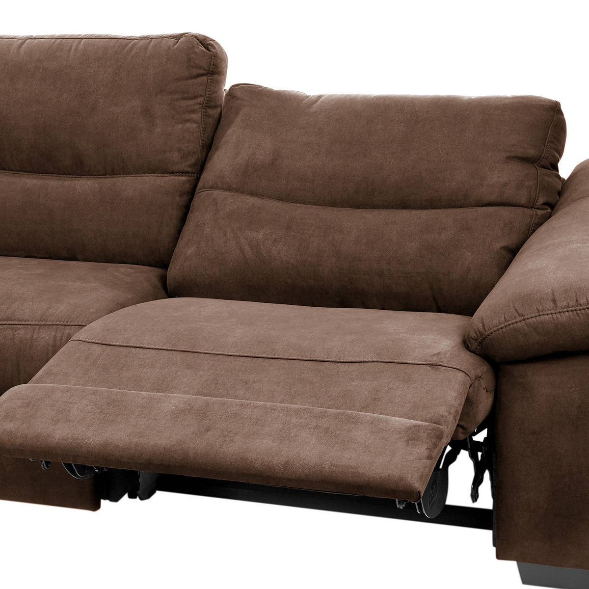 2,5-SITZER Flachgewebe Mokka  - Schwarz/Mokka, Design, Holz/Textil (214/97/97cm) - Livetastic
