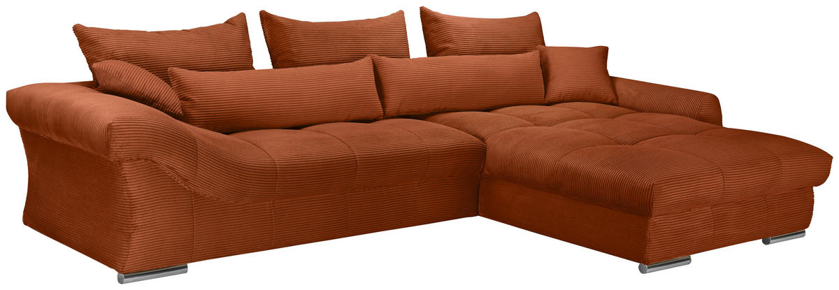 ECKSOFA Rostfarben Cord  - Chromfarben/Rostfarben, KONVENTIONELL, Textil/Metall (335/225cm) - Carryhome