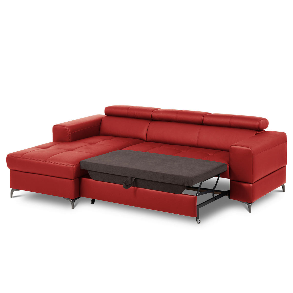 ECKSOFA  in Lederlook Echtleder Rot  - Rot/Schwarz, Design, Leder/Textil (173/247cm) - Livetastic