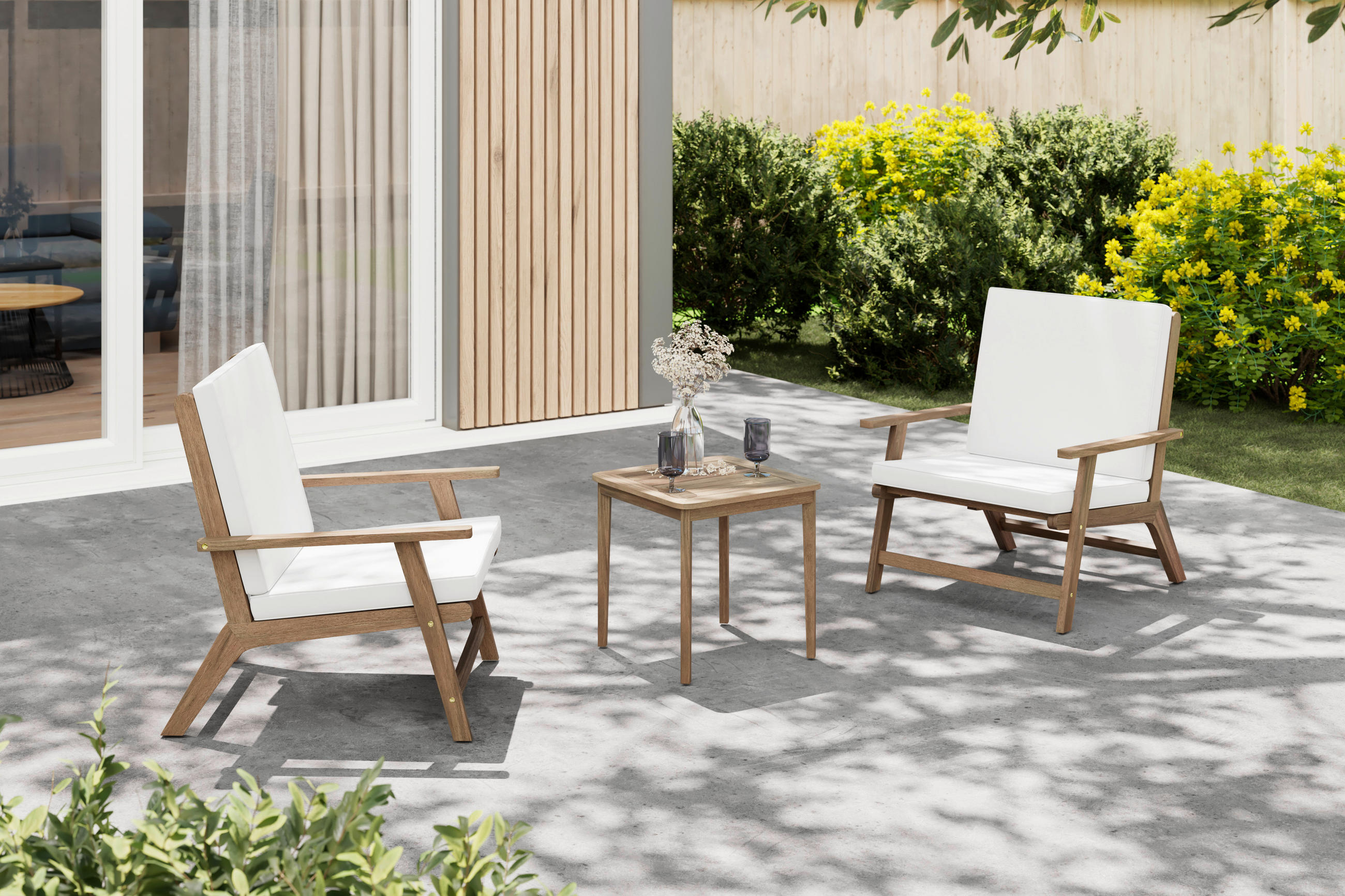 BALKONSET   - Akaziefarben, MODERN, Holz (70/72/78cm) - Ambia Garden