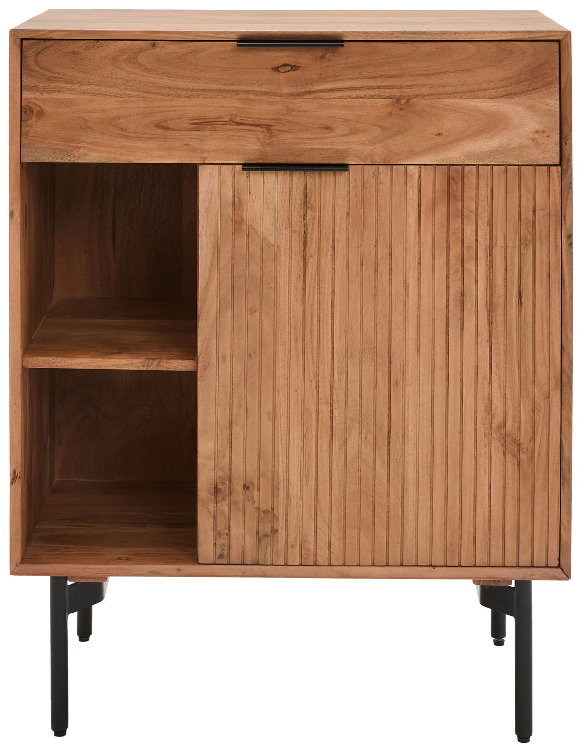 KOMMODE Doha  in 80/101/42 cm  - Schwarz/Naturfarben, KONVENTIONELL, Holz/Metall (80/101/42cm) - Livetastic