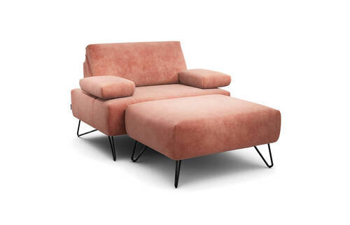 SESSELSET in Samt Rosa  - Schwarz/Rosa, Design, Textil/Metall (114-142/85/86-94cm) - SENSOO