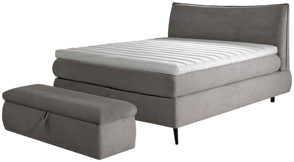 BOXSPRINGBETT 180/200 cm  in Dunkelgrau  - Dunkelgrau/Schwarz, Trend, Holz/Textil (180/200cm) - Esposa