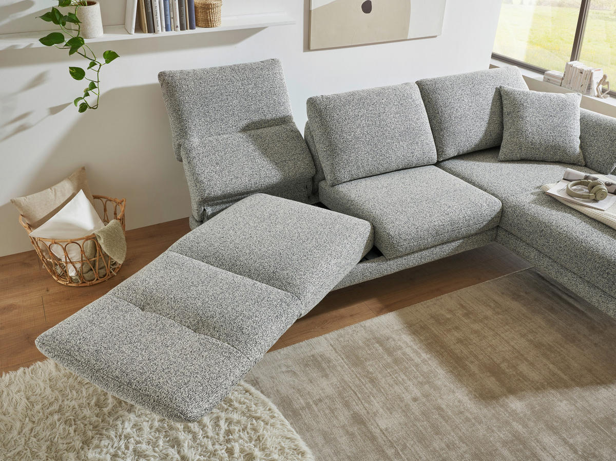 ECKSOFA in Flachgewebe Blaugrau  - Blaugrau/Schwarz, Design, Textil/Metall (255-365/175-224cm) - Dieter Knoll