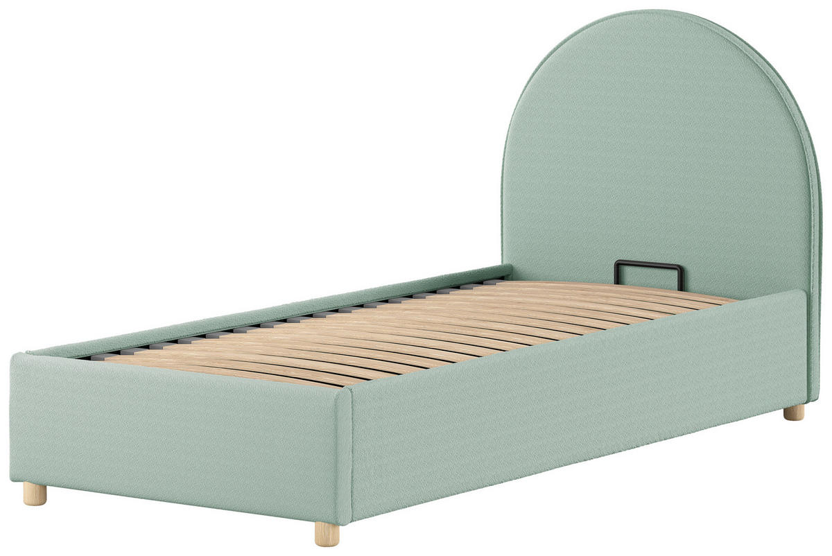 KINDER-/JUNIORBETT - Naturfarben/Grün, ROMANTIK / LANDHAUS, Holz/Textil (90/200cm) - Vipack