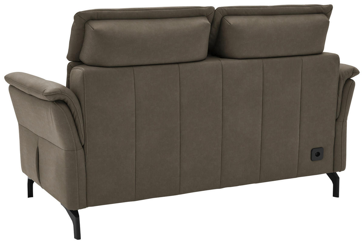 2-SITZER-SOFA in Echtleder Graubraun  - Graubraun/Schwarz, Konventionell, Leder/Metall (178/103/92cm) - Dieter Knoll