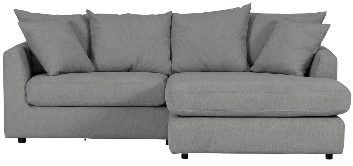 ECKSOFA in Flachgewebe Grau  - Schwarz/Grau, Design, Kunststoff/Textil (235/175cm) - home24