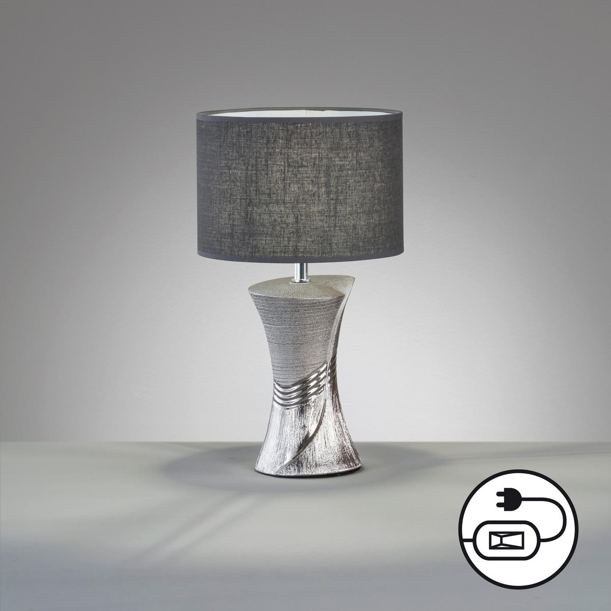 TISCHLEUCHTE - Silberfarben/Grau, Design, Keramik/Textil (25/44cm) - Fischer & Honsel