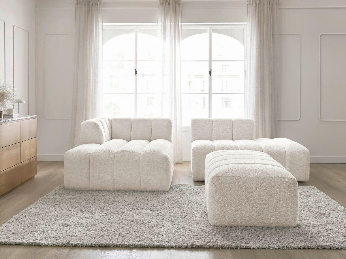 ECKSOFA  ANNECY Weiß Bouclé  - Schwarz/Weiß, MODERN, Kunststoff/Textil (170/262cm)