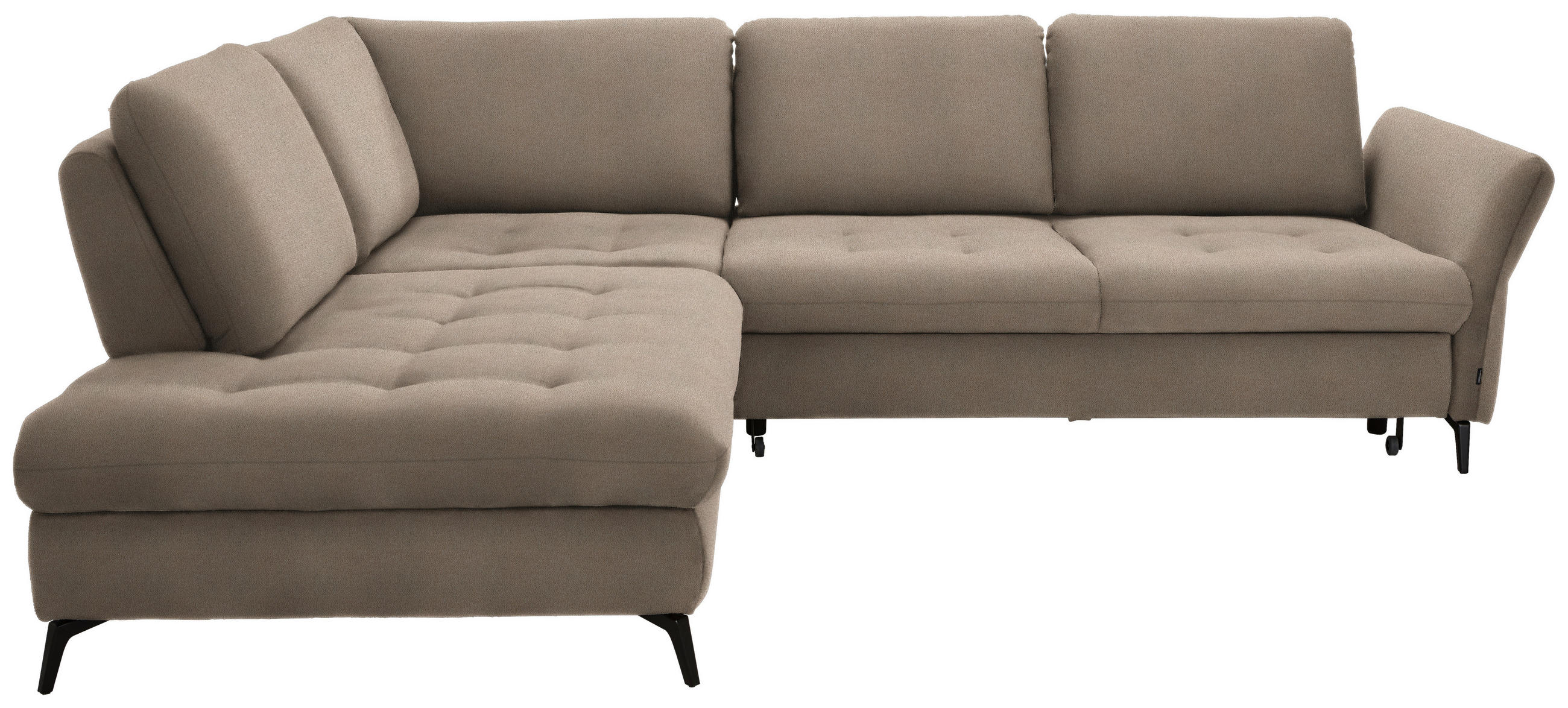 ECKSOFA Beige Flachgewebe  - Beige/Schwarz, Natur, Textil/Metall (233/288cm) - Valnatura
