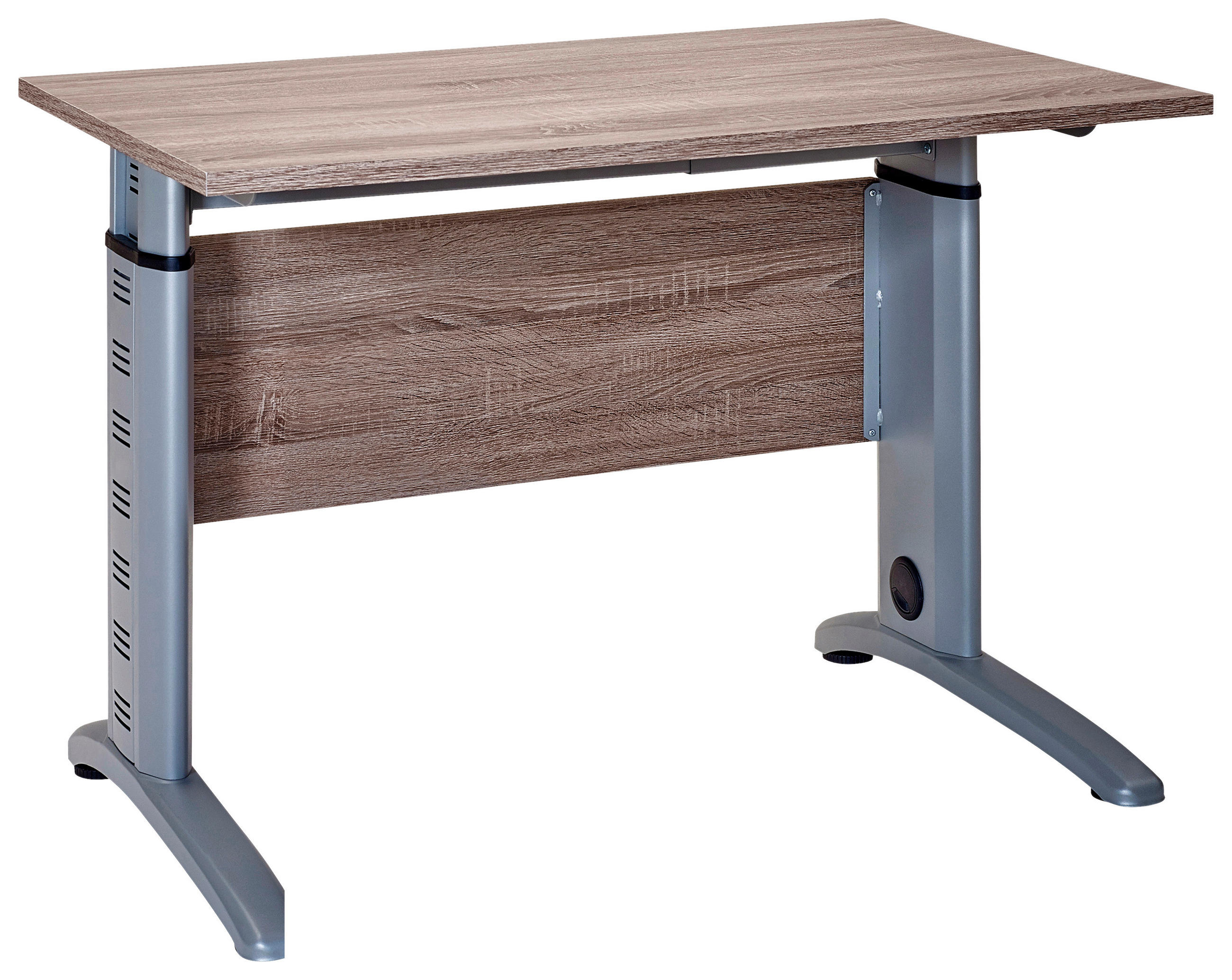 SCHREIBTISCH 90/65/69,5(87,5) cm Eichefarben höhenverstellbar, in verschiedenen Holz-Dekoren erhältlich mechanisch höhenverstellbar  - Eichefarben/Silberfarben, Basics, Holzwerkstoff/Metall (90/65/69,5(87,5)cm) - MID.YOU