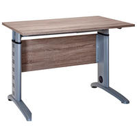SCHREIBTISCH 90/65/69,5(87,5) cm Eichefarben höhenverstellbar, in verschiedenen Holz-Dekoren erhältlich mechanisch höhenverstellbar  - Eichefarben/Silberfarben, Basics, Holzwerkstoff/Metall (90/65/69,5(87,5)cm) - MID.YOU