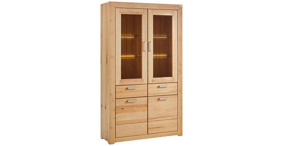 VITRINE Buche teilmassiv Buchefarben - Buchefarben/Grau, Natur, Glas/Holz (112/195/40cm) - Cantus