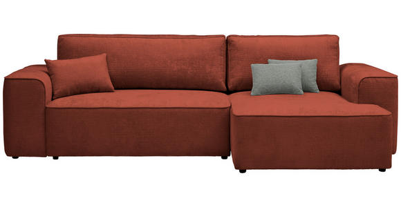 ECKSOFA  in Plüsch Rostfarben  - Rostfarben/Blaugrau, Design, Kunststoff/Textil (288/152cm) - Xora
