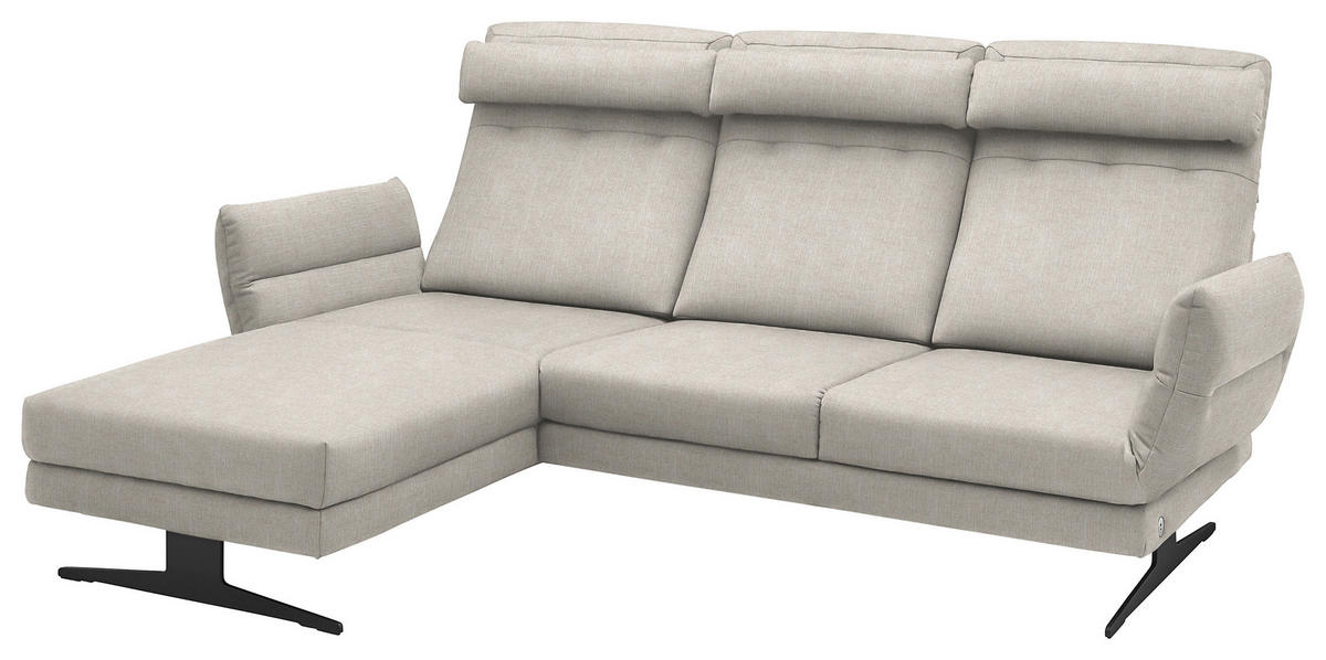 ECKSOFA  in Flachgewebe Naturfarben  176-217/279-327 cm  - Schwarz/Naturfarben, Design, Textil/Metall (176-217/279-327cm) - Dieter Knoll