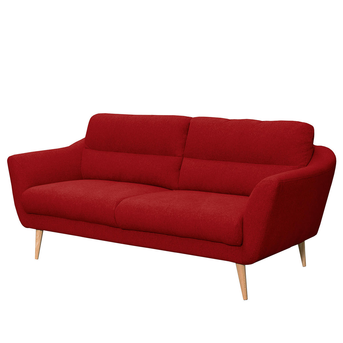 2,5-SITZER Webstoff Rot  - Buchefarben/Rot, Design, Holz/Textil (187/87/88cm) - Livetastic