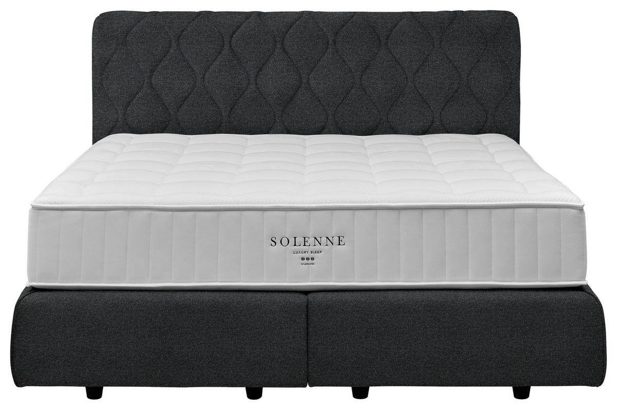 BOXSPRINGBETT 180/200 cm  in Anthrazit  - Anthrazit/Schwarz, Design, Kunststoff/Textil (180/200cm) - Johann Jakob