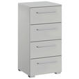 KOMMODE , 40/81/42 cm, 4 Schublade(n)  - Silberfarben/Hellgrau, Design, Holzwerkstoff/Kunststoff (40/81/42cm) - Novel
