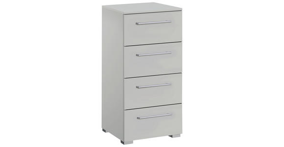 KOMMODE , 40/81/42 cm, 4 Schublade(n)  - Silberfarben/Hellgrau, Design, Holzwerkstoff/Kunststoff (40/81/42cm) - Novel