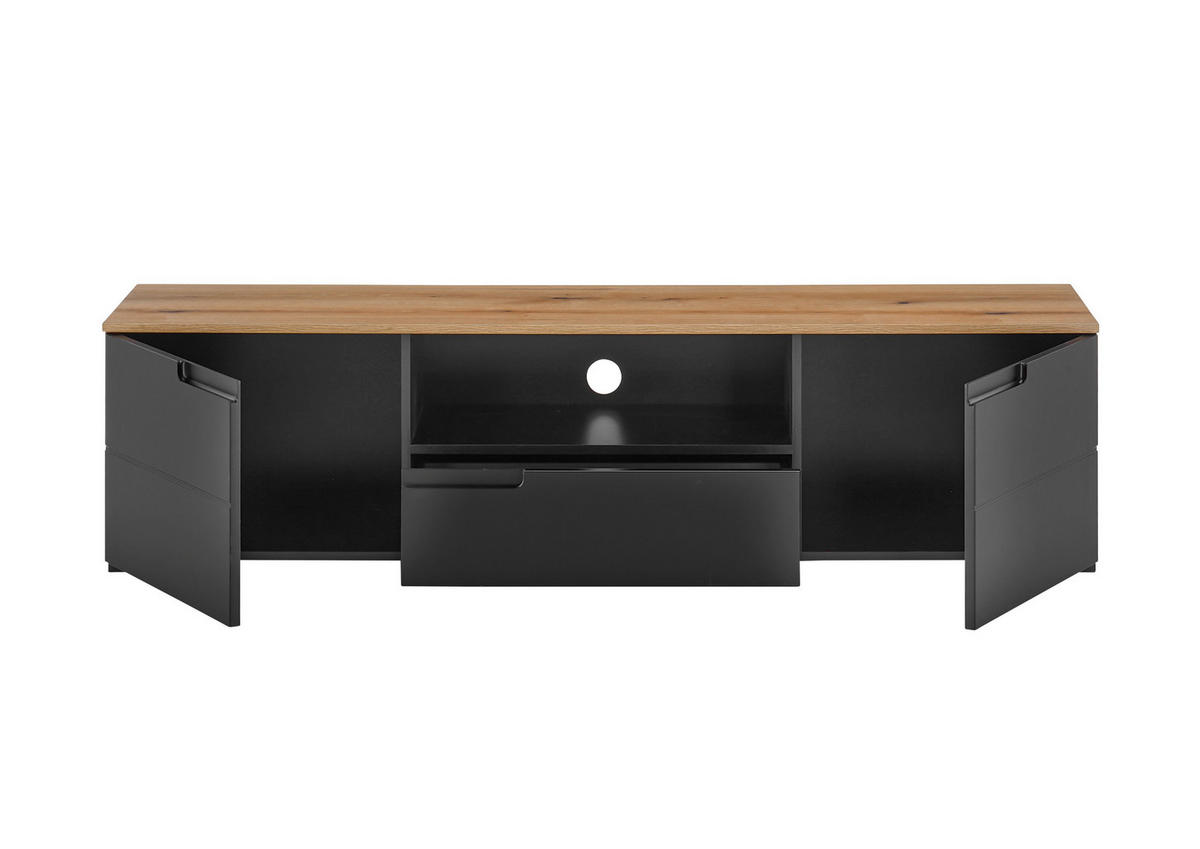 NÍZKA KOMODA, čierna, farba duba, 165/42/40 cm - čierna/farba duba, Design, kompozitné drevo/plast (165/42/40cm) - home24
