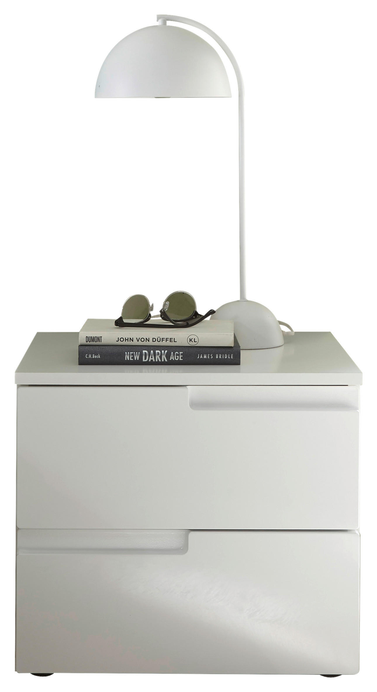 NACHTSCHRANK  - Weiß Hochglanz/Schwarz, MODERN, Holzwerkstoff/Kunststoff (46,2/41,7/40cm)