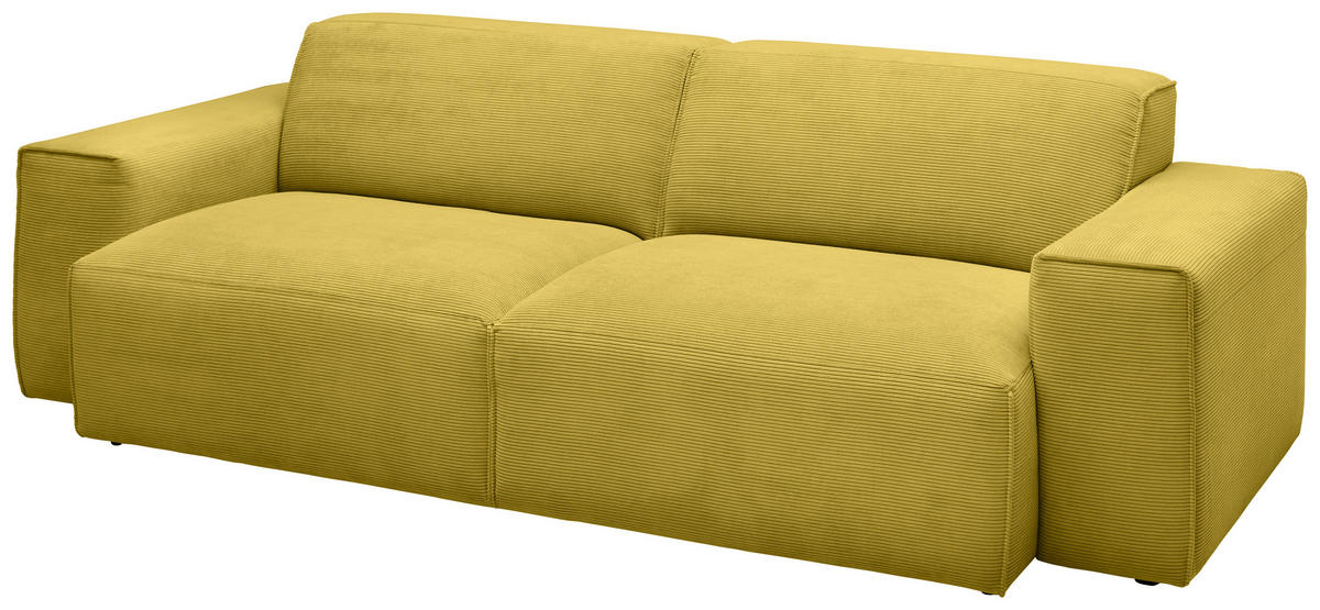 3-SITZER-SOFA in Cord Gelb  - Gelb/Schwarz, Design, Kunststoff/Textil (236/71/101cm) - Pure Home Lifestyle