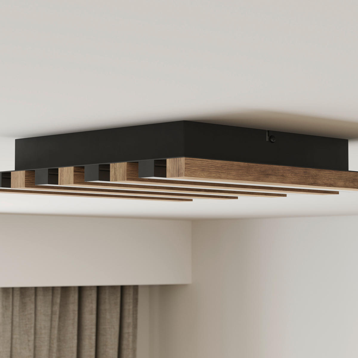 LED-DECKENLEUCHTE 30/30/5 cm   - Dunkelbraun/Schwarz, Natur, Holzwerkstoff/Kunststoff (30/30/5cm)