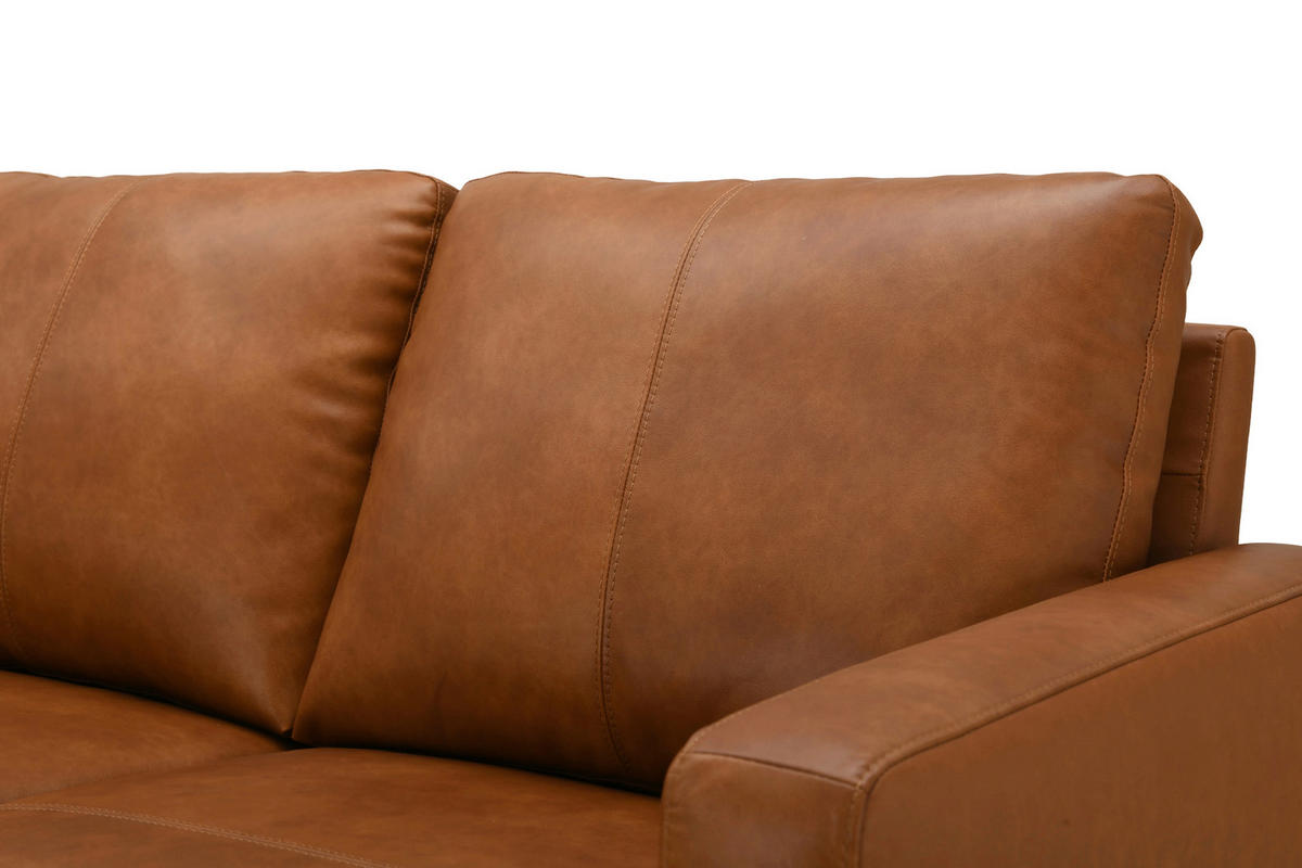 ECKSOFA ELANO Cognac Echtleder Lederlook  - Cognac/Schwarz, Design, Leder/Textil (153/231cm) - Livetastic