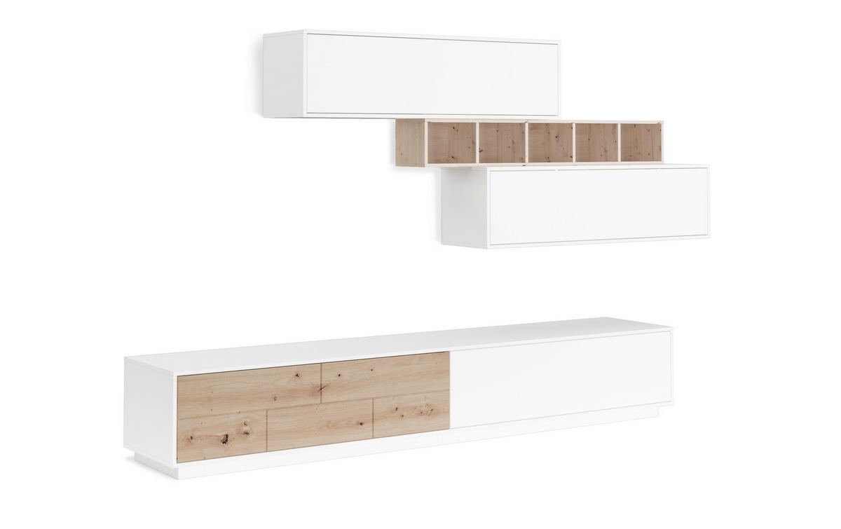 WOHNWAND 2-teilig  in Weiß, Eiche Artisan  300/179,5/50 cm  - Weiß/Eiche Artisan, MODERN, Holzwerkstoff (300/179,5/50cm) - Carryhome