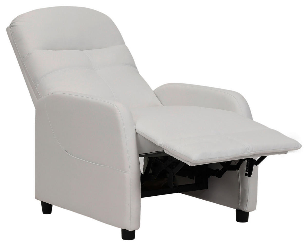 FERNSEHSESSEL in Flachgewebe Weiss  - Weiss/Schwarz, Konventionell, Textil/Metall (74/104/91cm) - MID.YOU