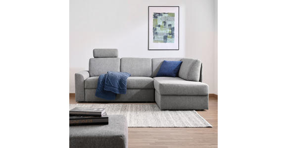 ECKSOFA  in Webstoff Grau  224/165 cm  - Schwarz/Grau, KONVENTIONELL, Kunststoff/Textil (224/165cm) - Xora