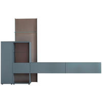 WOHNWAND  in Blaugrau, Eiche grau 340/234/45 cm  - Eiche grau/Blaugrau, Design, Glas/Holz (340/234/45cm) - Schöner Wohnen