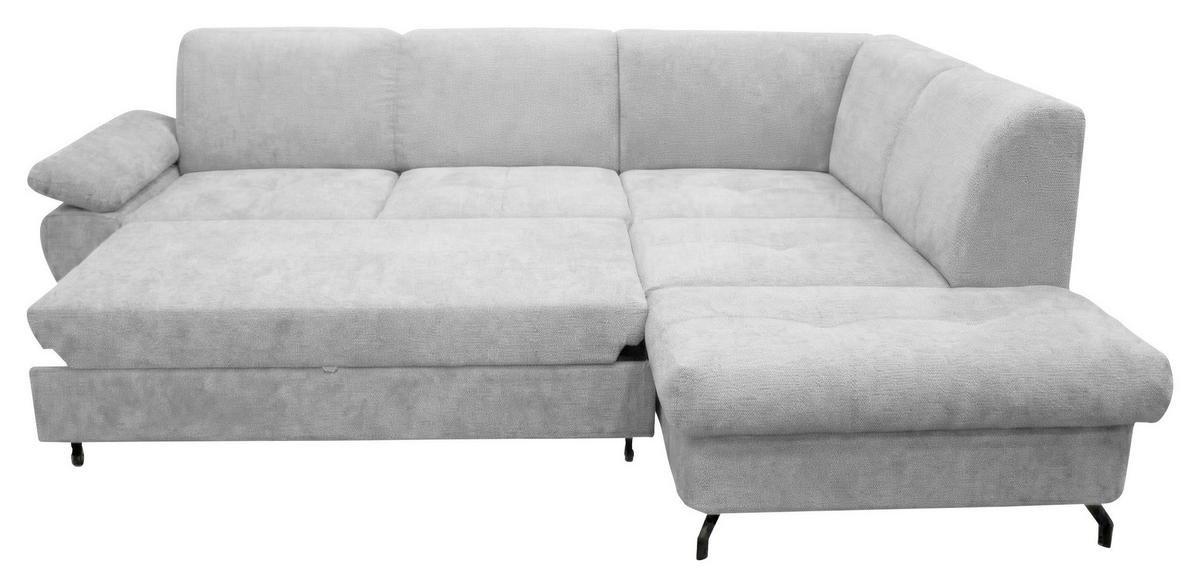 ECKSOFA CORA in Chenille Hellgrau  261/198 cm  - Hellgrau/Schwarz, Design, Textil/Metall (261/198cm) - MID.YOU