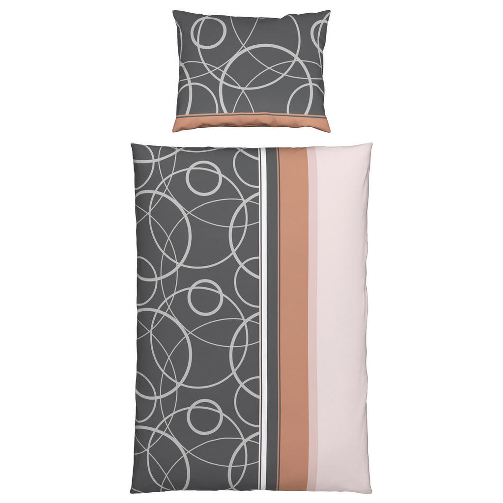 Bettwäsche 140x200 cm Liv Mikrofaser Grau/Rosa