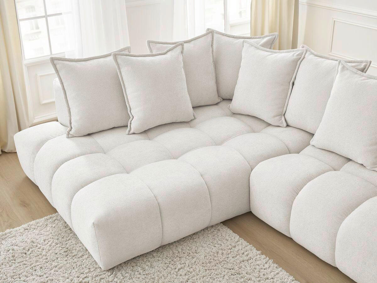 ECKSOFA Ottomane rechts  EVEREST Weiß Struktur  - Schwarz/Weiß, MODERN, Kunststoff/Textil (210/352cm) - Livetastic