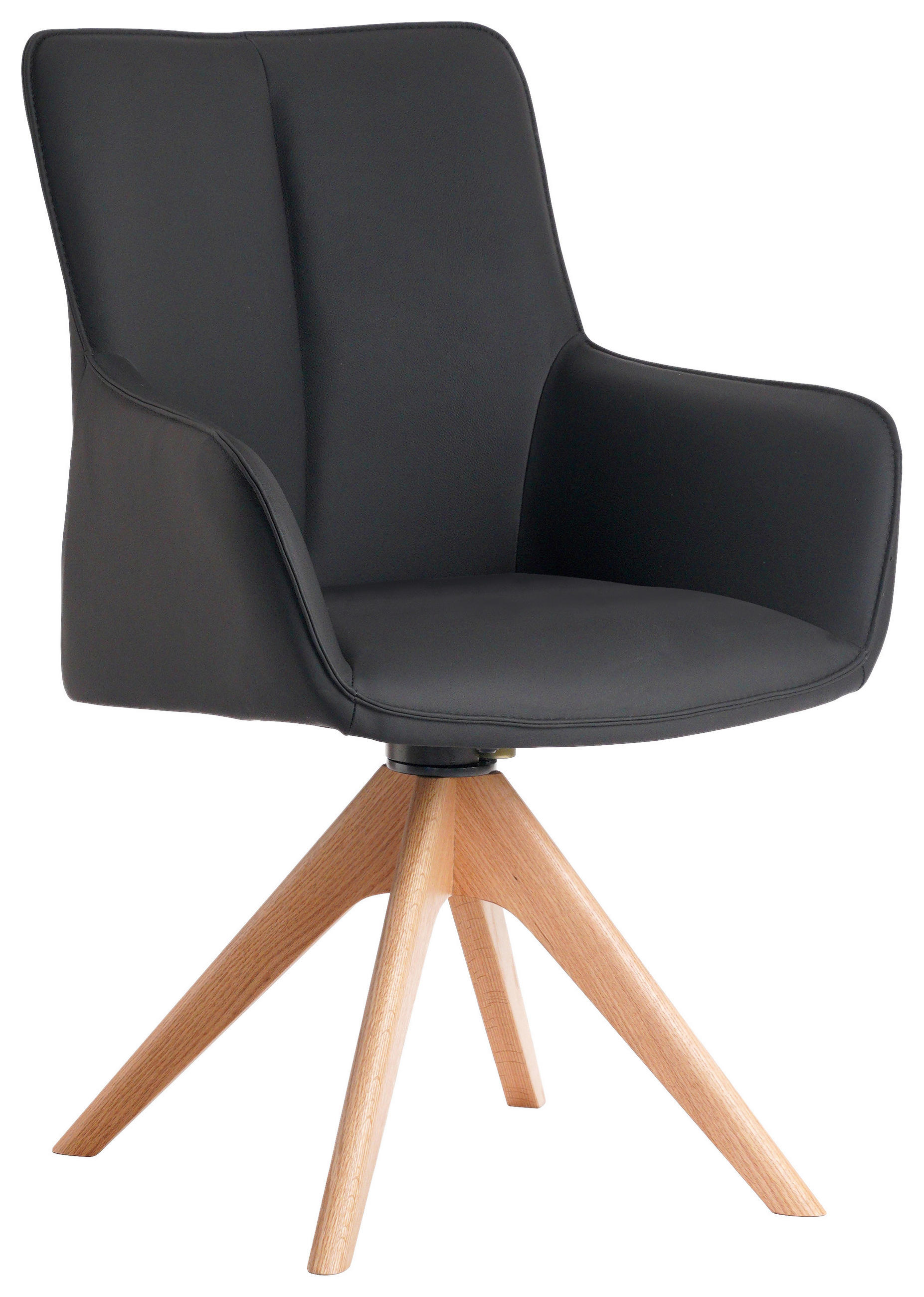 STOL MED ARMSTÖD järn äkta läder pigmenterad  - svart/ekfärgad, Modern, metall/läder (64/87/60cm) - Novel
