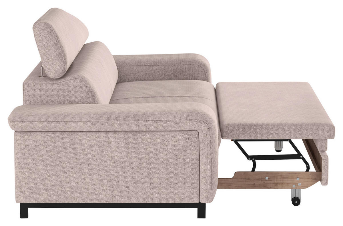 3-SITZER-SOFA Chenille Creme  - Creme/Schwarz, Textil/Metall (217/81/100cm) - MID.YOU