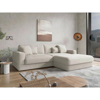 ECKSOFA FABIO E Elfenbein Mikrofaser  - Elfenbein/Schwarz, MODERN, Kunststoff/Textil (264/196cm) - Sit & More