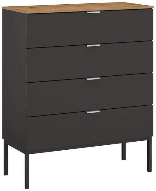 KOMMODE 80/100/42 cm  in Graphitfarben, Eiche Artisan  - Alufarben/Graphitfarben, Trend, Holzwerkstoff/Metall (80/100/42cm) - Stylife