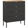 KOMMODE 80/100/42 cm  in Graphitfarben, Eiche Artisan  - Alufarben/Graphitfarben, Trend, Holzwerkstoff/Metall (80/100/42cm) - Stylife