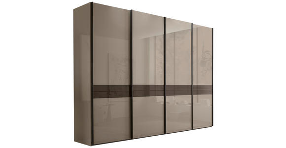 SCHWEBETÜRENSCHRANK 330/236/67 cm 4-türig Grau, Schieferfarben - Schieferfarben/Grau, KONVENTIONELL, Glas/Holzwerkstoff (330/236/67cm) - Novel