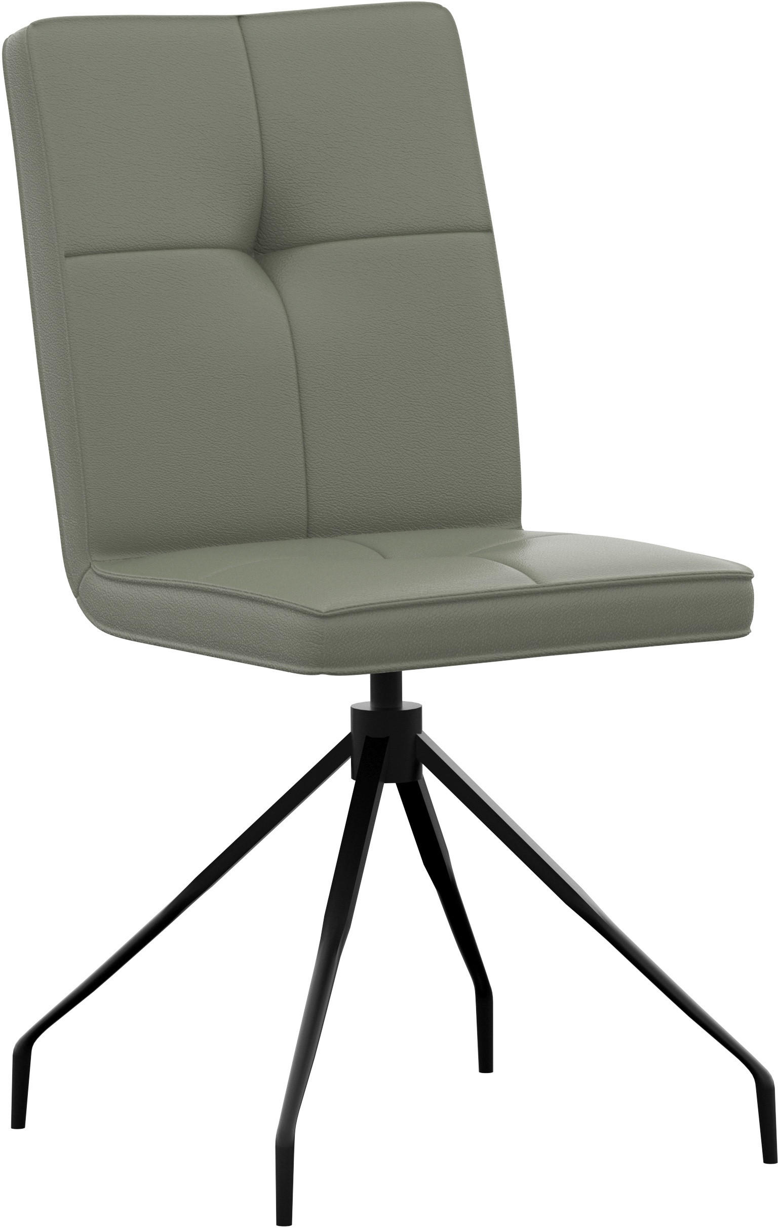 STUHL Echtleder Graugrün  - Graugrün, Design, Leder/Metall (45/96/58cm) - Moderano