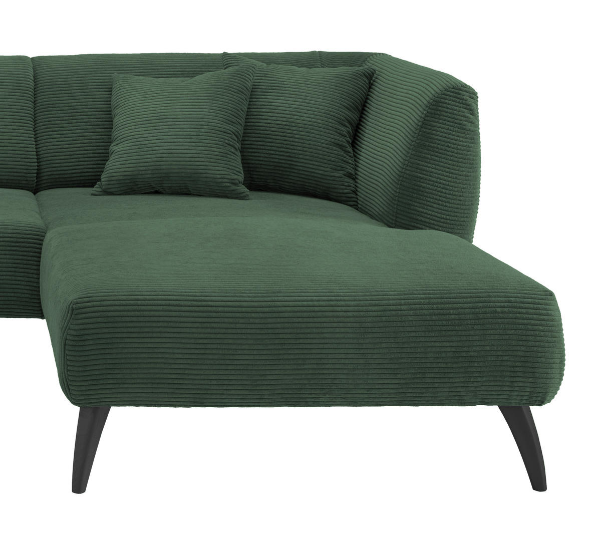 ECKSOFA in Cord Dunkelgrün  - Dunkelgrün/Schwarz, Modern, Holz/Textil (264/160cm) - MID.YOU