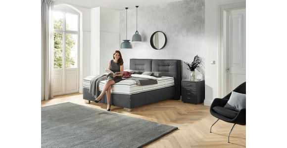 BOXSPRINGBETT 200/200 cm in Grau - Chromfarben/Grau, KONVENTIONELL, Textil (200/200cm) - Dieter Knoll