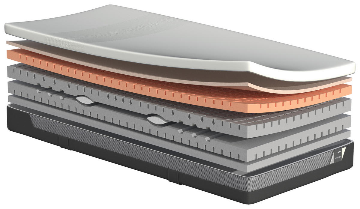 KALTSCHAUMMATRATZE 90/200 cm, Höhe ca.: 26 cm, H2 = mittel, 7-Zonen - Weiß, Basics, Textil (90/200cm) - Hukla