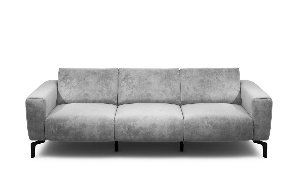 3-SITZER-SOFA Samt Hellgrau  - Hellgrau/Schwarz, Design, Textil/Metall (250/86/86-94cm) - SENSOO