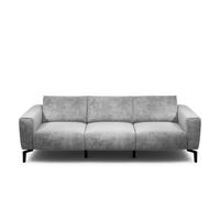 3-SITZER-SOFA Samt Hellgrau  - Hellgrau/Schwarz, Design, Textil/Metall (250/86/86-94cm) - SENSOO